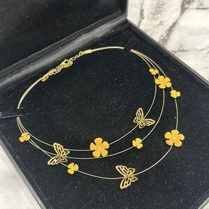 Vintage Handcrafted Butterfly Multi Tiered Choker Necklace